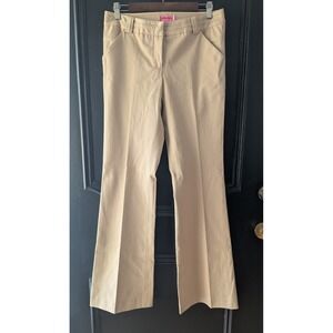 Phoebe Dress Pants Tan Khaki Flared Leg Mid Rise Polka Dot Trim Womens Sz 6 NWT